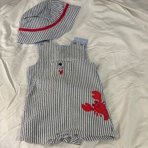 Little Me Blue and White Striped Baby Outfit
